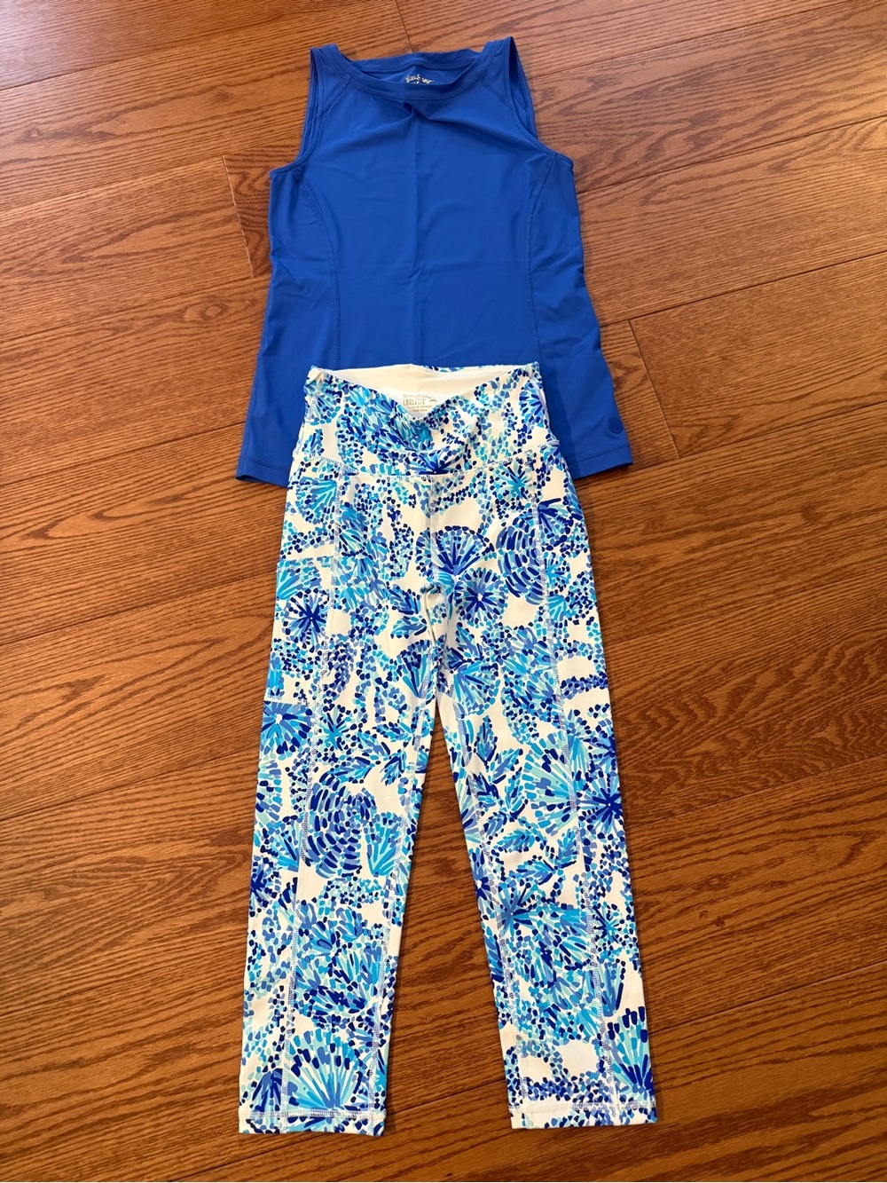 Lilly Pulitzer Luxletic EUC Women's Set of Blue Tank XXS & Blue Print Pants XS
